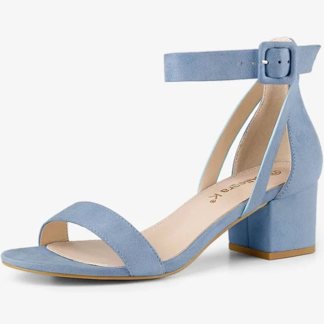 shoes Faux Suede Ankle Strap Block Low Heel Sandals Allegra K $49.99