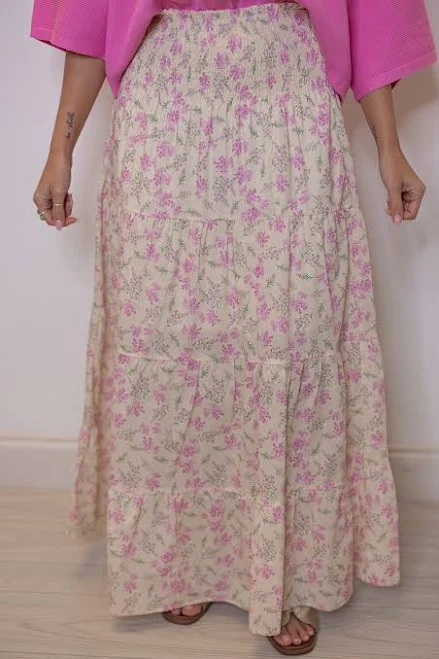 skirt Floral Print Tiered Maxi Skirt Purple Door Boutique $69.99