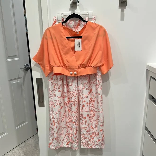 matching set Floral Wide Leg Pants Set with Cropped Blouse Poshmark $39