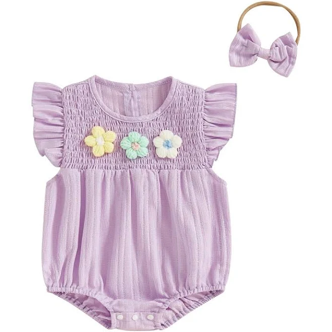 romper Flowers Smocked Romper Hazel & Bo $19.95