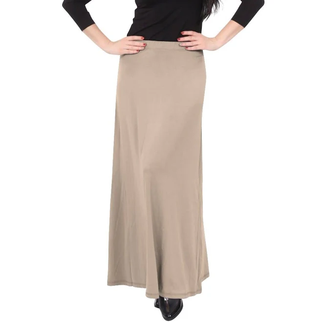 bottom Flowing A-Line Maxi Skirt with Stretch Comfort Waistband Kosher Casual $44.9