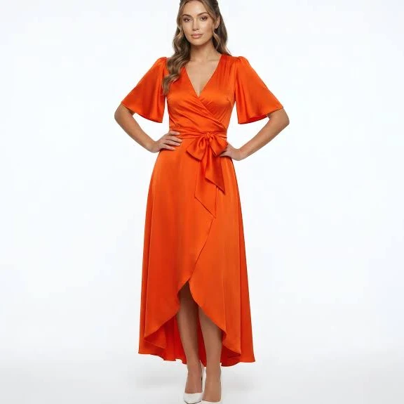 dress Flutter Sleeve Silk Wrap Dress Etsy - Seller $119