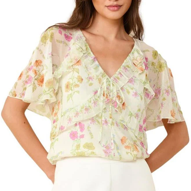 top Friends Like These Floral Chiffon V-Neck Ruffle Blouse Nordstrom $23.6