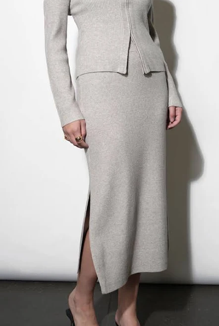 matching set Gabrielle Knit Midi Skirt Greylin $100
