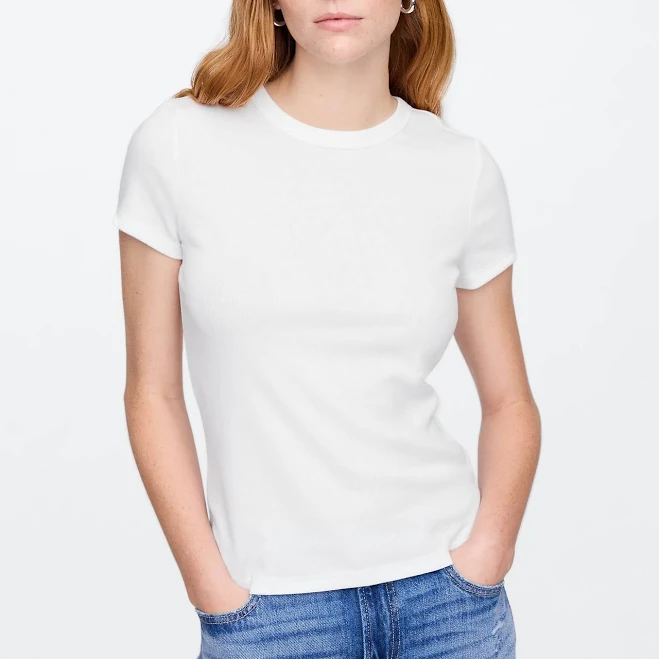 top Gap Factory Women's Ribbed Crewneck T-Shirt Gap Factory $9.99
