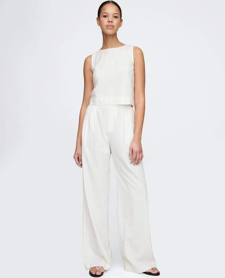 pants Gap Women's 365 High Rise Linen-Blend Trousers Gap $44