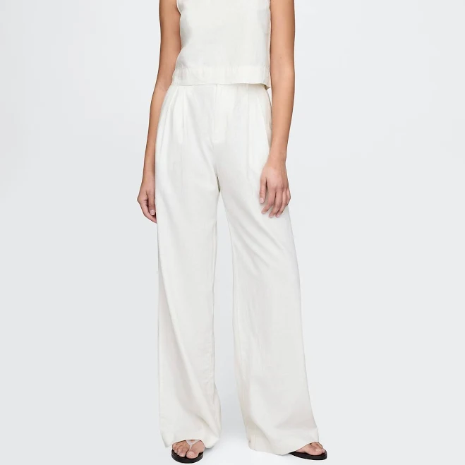 trousers Gap Women's 365 High Rise Linen-Blend Trousers Gap $44