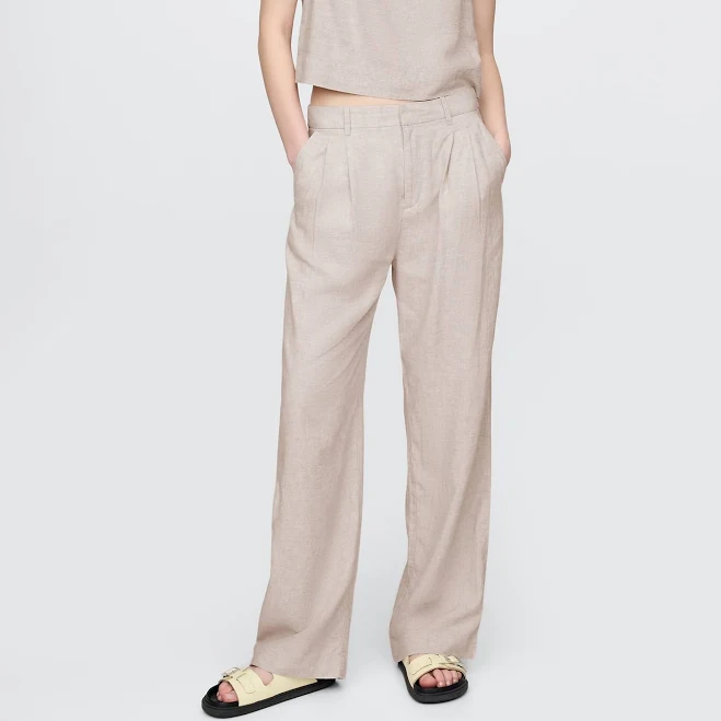 pants Gap Women's 365 High Rise Linen-Blend Trousers Gap $49