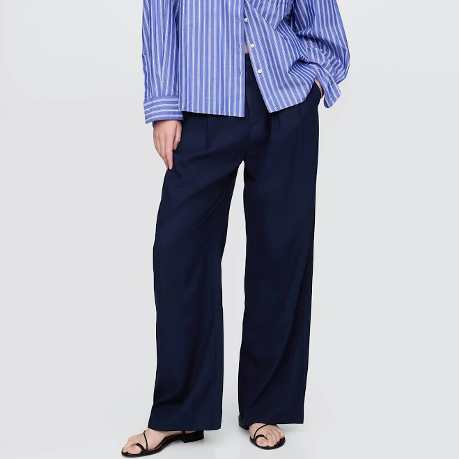 pants Gap Women's 365 High Rise Linen-Blend Trousers Gap $53
