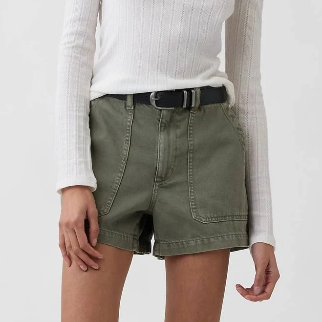 shorts Gap Women's 4" High Rise Supersoft Denim Utility Shorts Gap Factory $35.99
