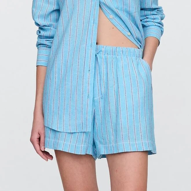 matching set Gap Women's 4" Mid Rise Pull-On Linen-Blend Shorts Gap Factory $19.99