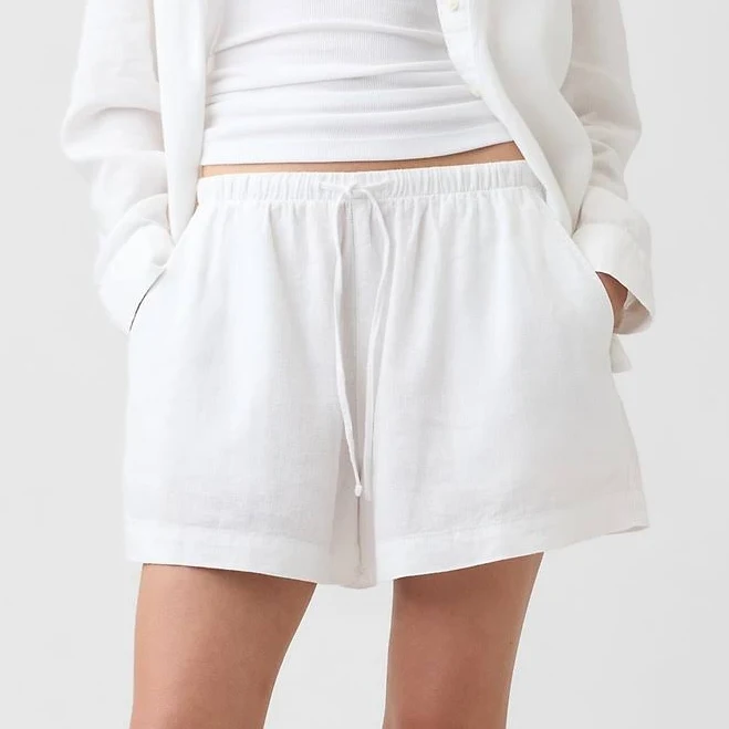 bottom Gap Women's 4" Pull-On Linen-Blend Shorts Gap Factory $31.49