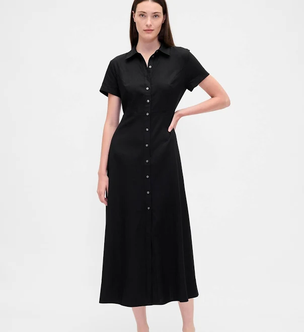 shirt dress Gap Women's Linen-Blend Midi Shirtdress Gap $78