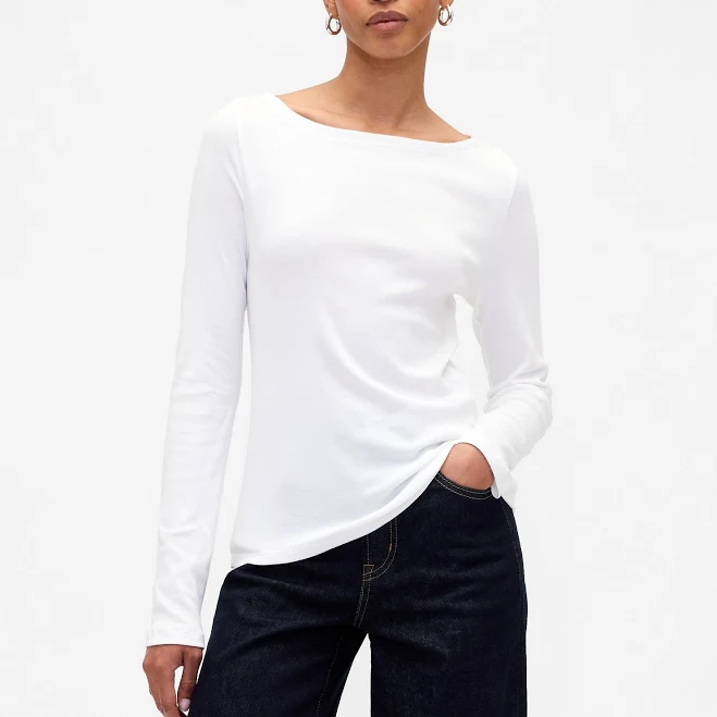 top Gap Women's Modern Ribbed Boatneck T-Shirt Gap Factory $7.49