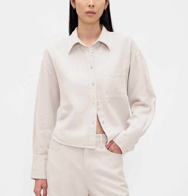 jacket Gap Women's Oversized Linen-Cotton Shirt Gap $39