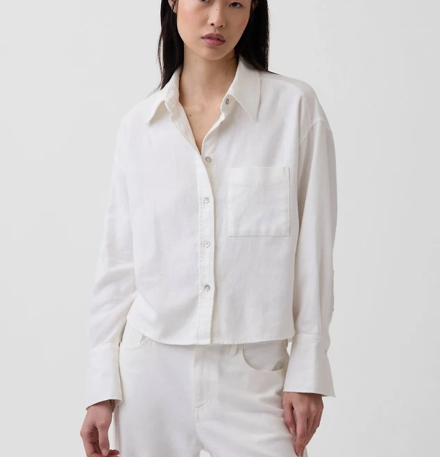 top Gap Women's Oversized Linen-Cotton Shirt Gap $47