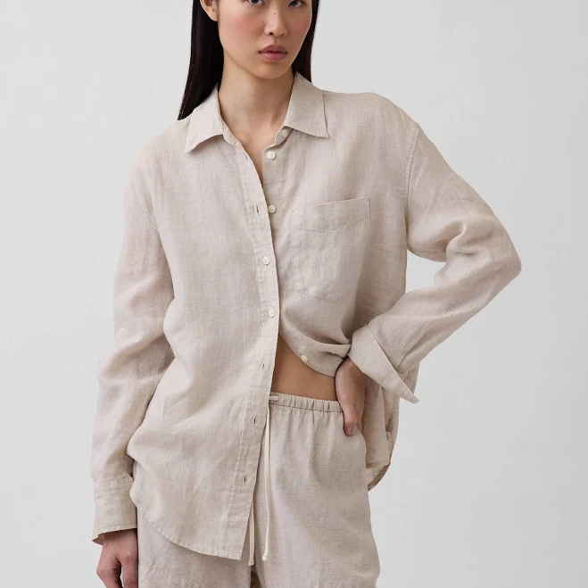top Gap Women's Oversized Linen Shirt Gap $79.95