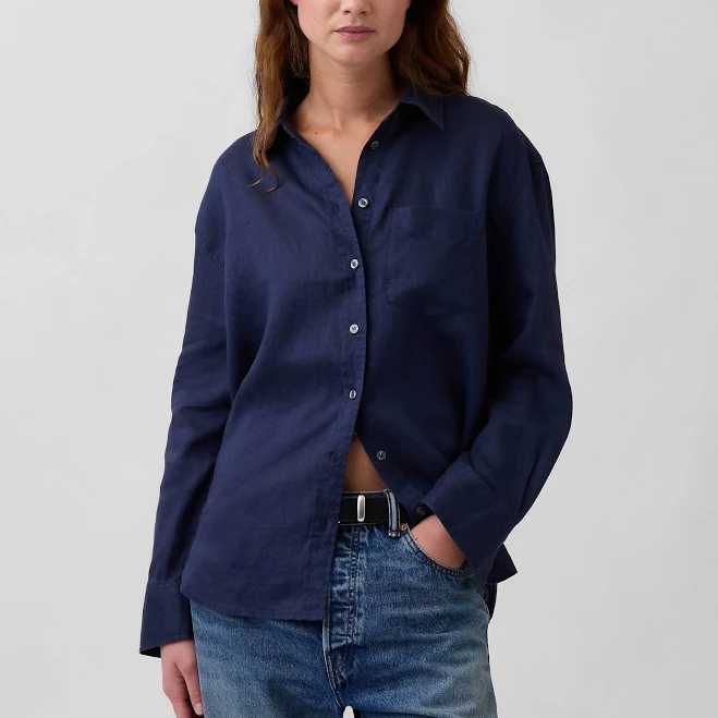 outerwear Gap Women's Oversized Linen Shirt Gap $79.95