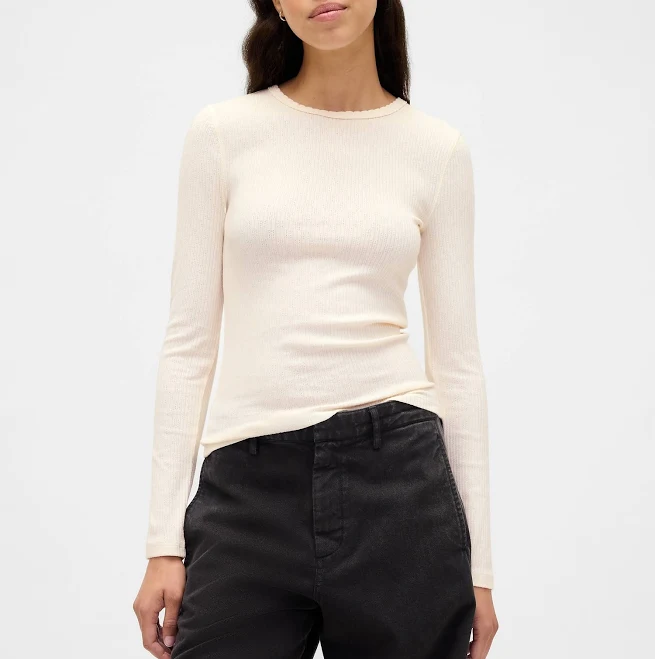 top Gap Women's Pointelle Rib T-Shirt Gap $19