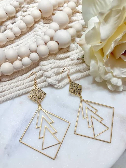 accessory Geometric Large Statement Brass Earrings Etsy - Seller $24.64