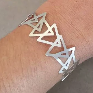 accessory Geometric Triangle Silver Cuff Bracelet Etsy - HilaAssaJewelry $80