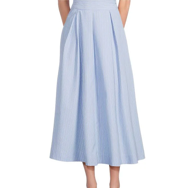 skirt Gibson Latimer High Rise Pleated Striped Poplin Midi Skirt Dillard's $109