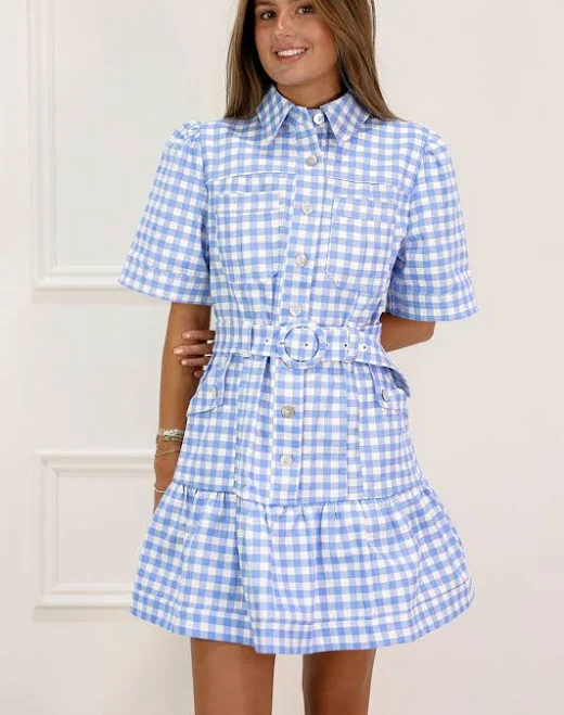 dress Gingham Belted Shirt Dress Clothe Boutique $95