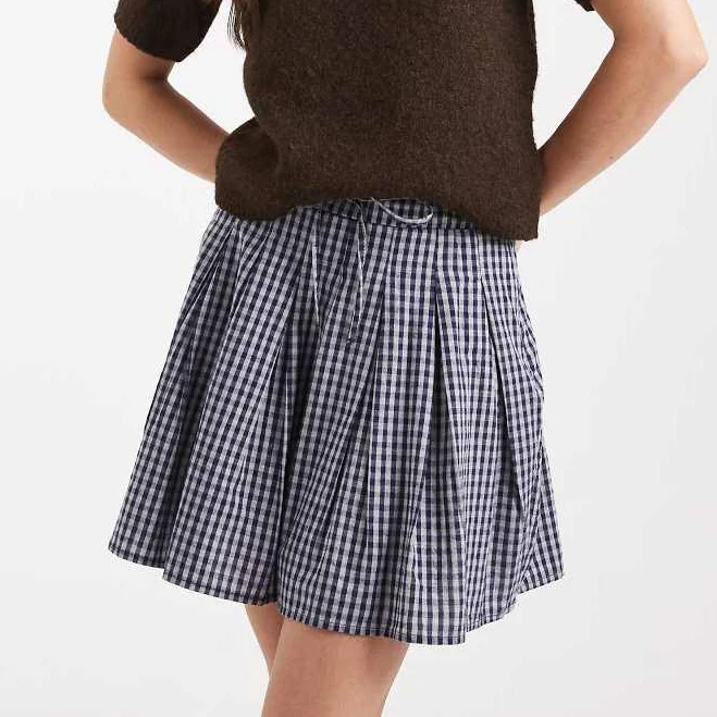 skirt Gingham Pleated Mini Skirt with Tie Waist ASOS $30.6