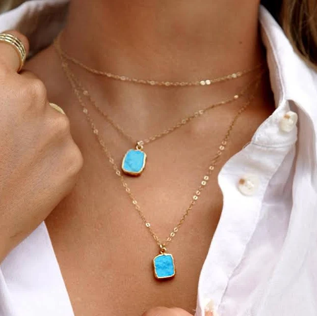 accessory Gold Dipped Turquoise Pendant Necklace Etsy - aluniajewelry $45.99