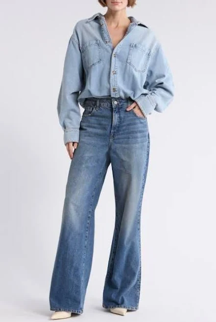 jumpsuit Good American Women's Denim Shirt Jumpsuit Lyst $99.97