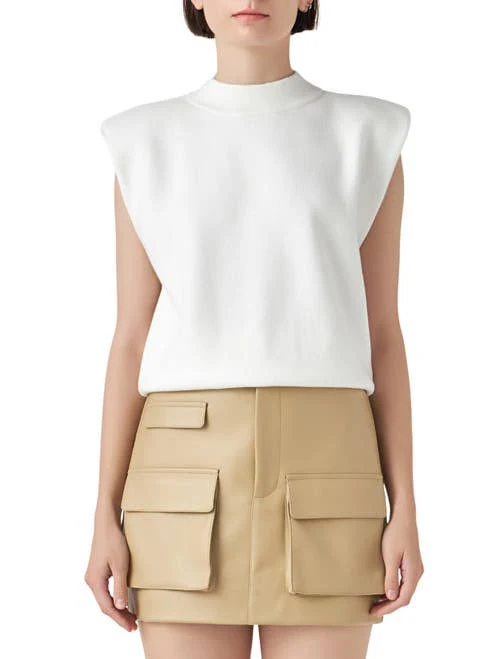 top Grey Lab Women's Mock Neck Sleeveless Knit Top Nordstrom $80