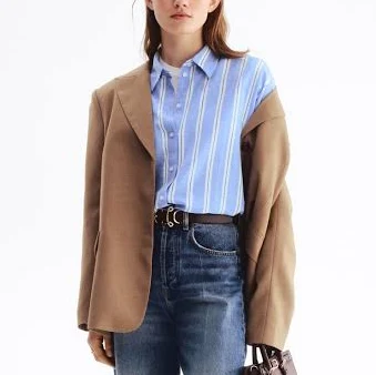 matching set H&M Ladies Oversized Linen-Blend Shirt H&M $39.99