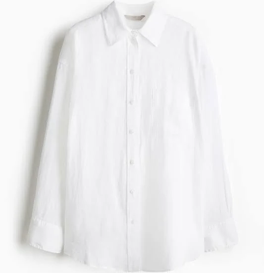 top H&M Ladies Oversized Linen Shirt H&M $47.99