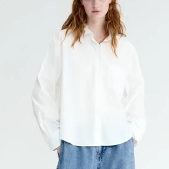 top H&M Ladies Oversized Poplin Shirt H&M $19.99