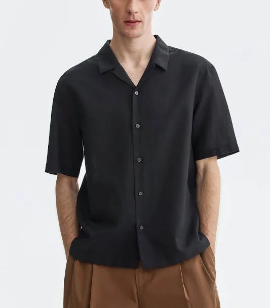 button down shirt H&M Men's Relaxed-Fit Linen-Blend Shirt H&M $29.99