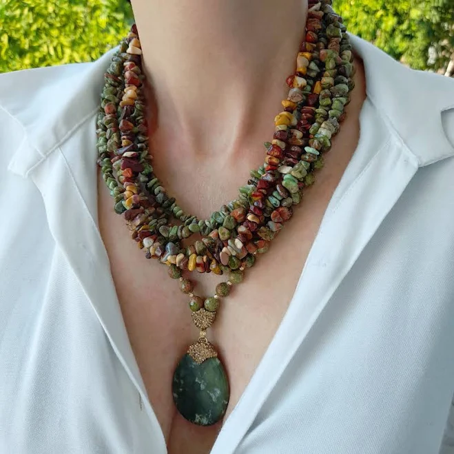 accessory Handmade Chunky Gemstone Necklace Set Etsy - Seller $152.1