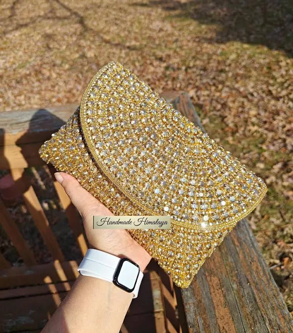 bag Handmade Gold Beaded Evening Clutch with Detachable Strap Etsy - Seller $65