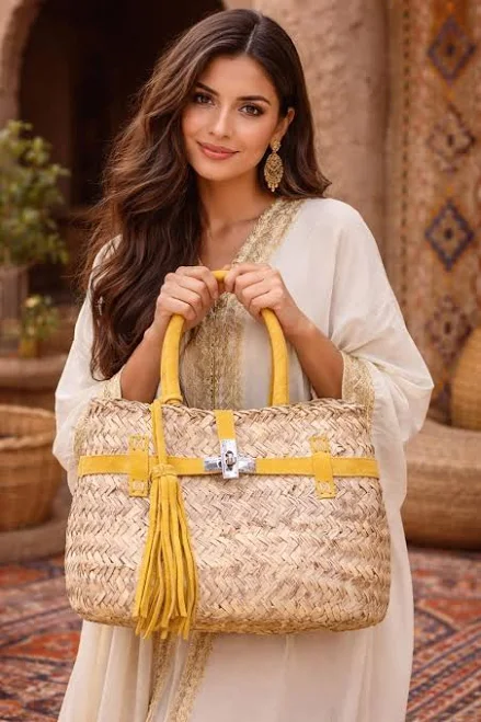 bag Handmade Moroccan Straw Basket Tote Etsy - Seller $49.98