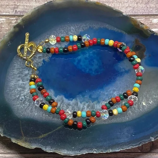 accessory Handmade Rainbow Bead Bracelet Etsy - DawnsBeadsDesigns $11.05