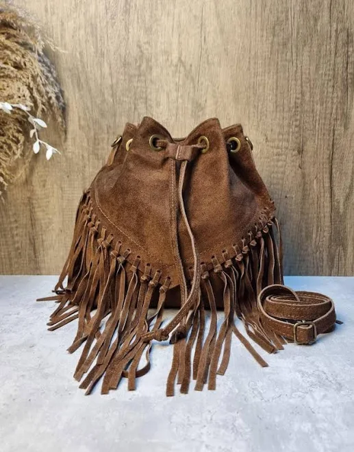 bag Handmade Suede Leather Fringe Crossbody Bag Etsy - Seller $80.38