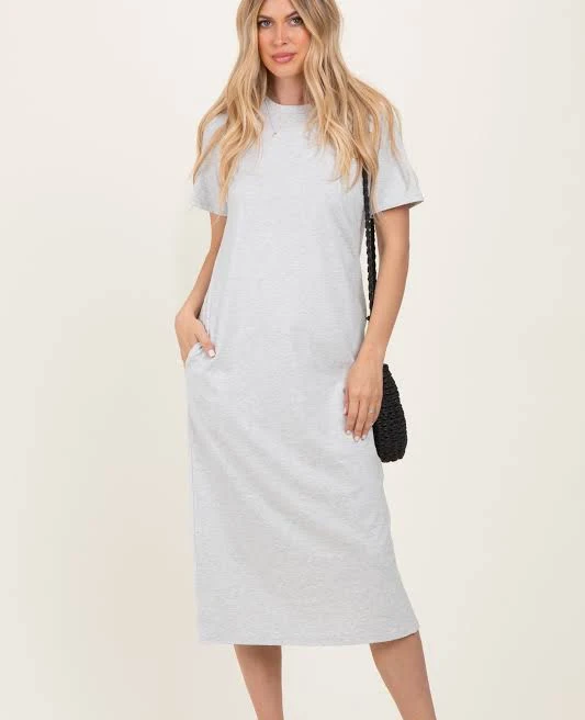 dress Heather Grey Cotton T-Shirt Midi Dress PinkBlush Maternity $58