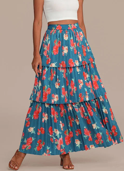 skirt High Waist Tiered Maxi Skirt Petal Lush $52.5