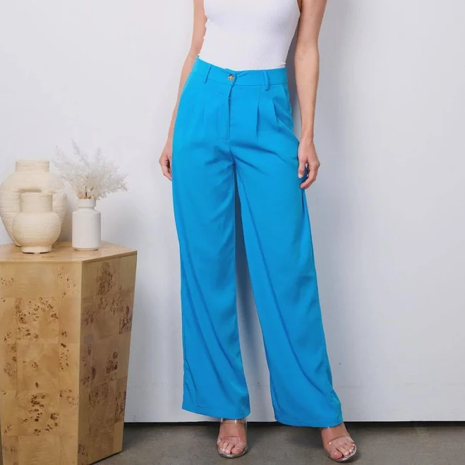 pants High-Waist Wide Leg Trousers with Pleats Etsy - Seller $18