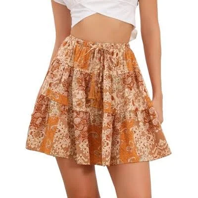 skirt Inspire Chic Women's Boho Floral High Waist Flowy A-Line Skirt Target $22.99