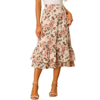 skirt Inspire Chic Women's Floral Chiffon Tiered Flowy Midi Skirt Target $31.99
