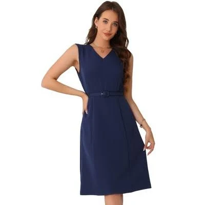 dress Inspire Chic Women's V-Neck Sleeveless Belt Waist Midi Dress Target $40.99