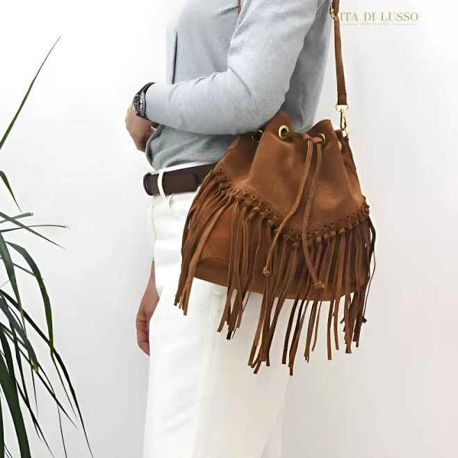 bag Italian Suede Crossbody Bag with Fringes Etsy - Seller $78.75
