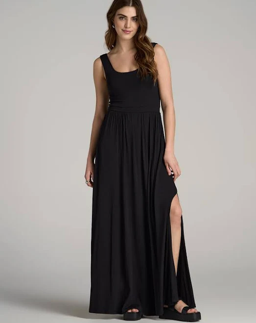 dress Jersey Tank Maxi Dress with Pockets for Tall Women in Black American Tall $63