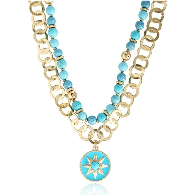 accessory Jessica Simpson Women's Layered Turquoise Bead Necklace Macy's $45.92