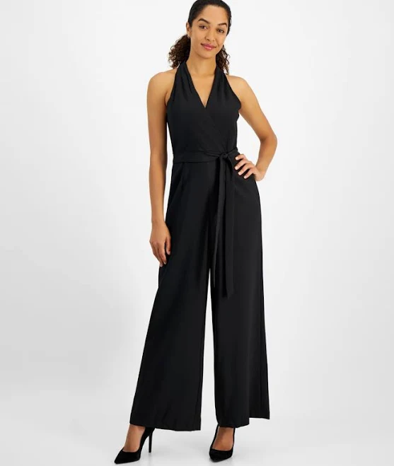 jumpsuit Julia Jordan Women's Belted Wide-Leg Halter Jumpsuit Macy's $139
